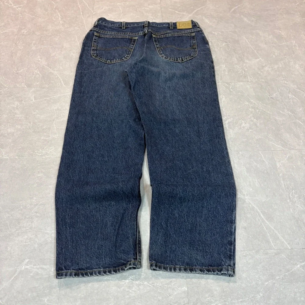 Lee Dungarees Mens 36x30 Loose Fit Straight Leg Dark Wash Denim Jeans 2055640